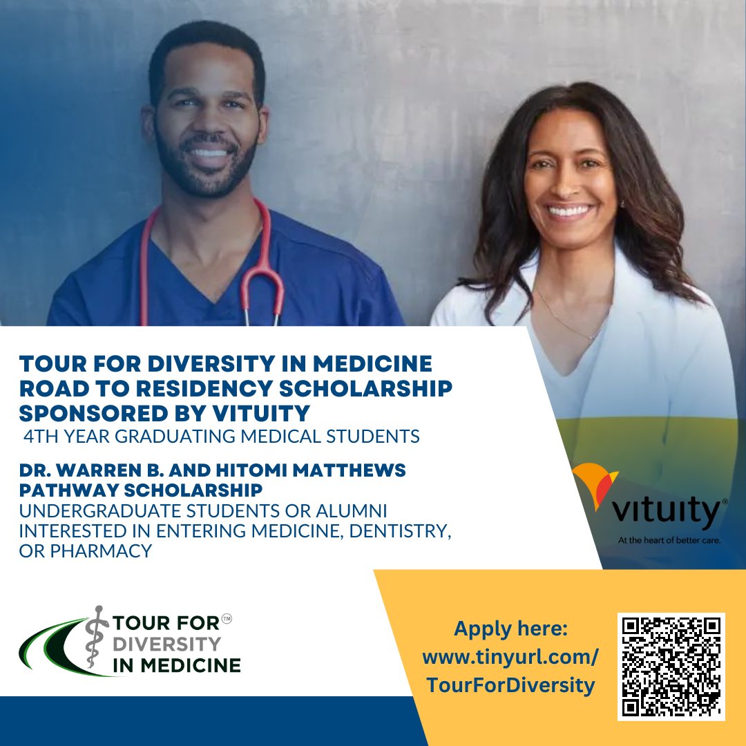 SNMA's tweet photo. We are excited to announce two scholarships from @tour4diversity and Vituity. Applications are NOW OPEN and can be accessed using the QR code
#TourForDiversity #Vituity #SNMA #LMSA #Match2024 #MinoritiesInMedicine #Scholarship #PreMeds #PrePharmacy #PreDental #MedTwitter https://t.co/pToqRRPsKg