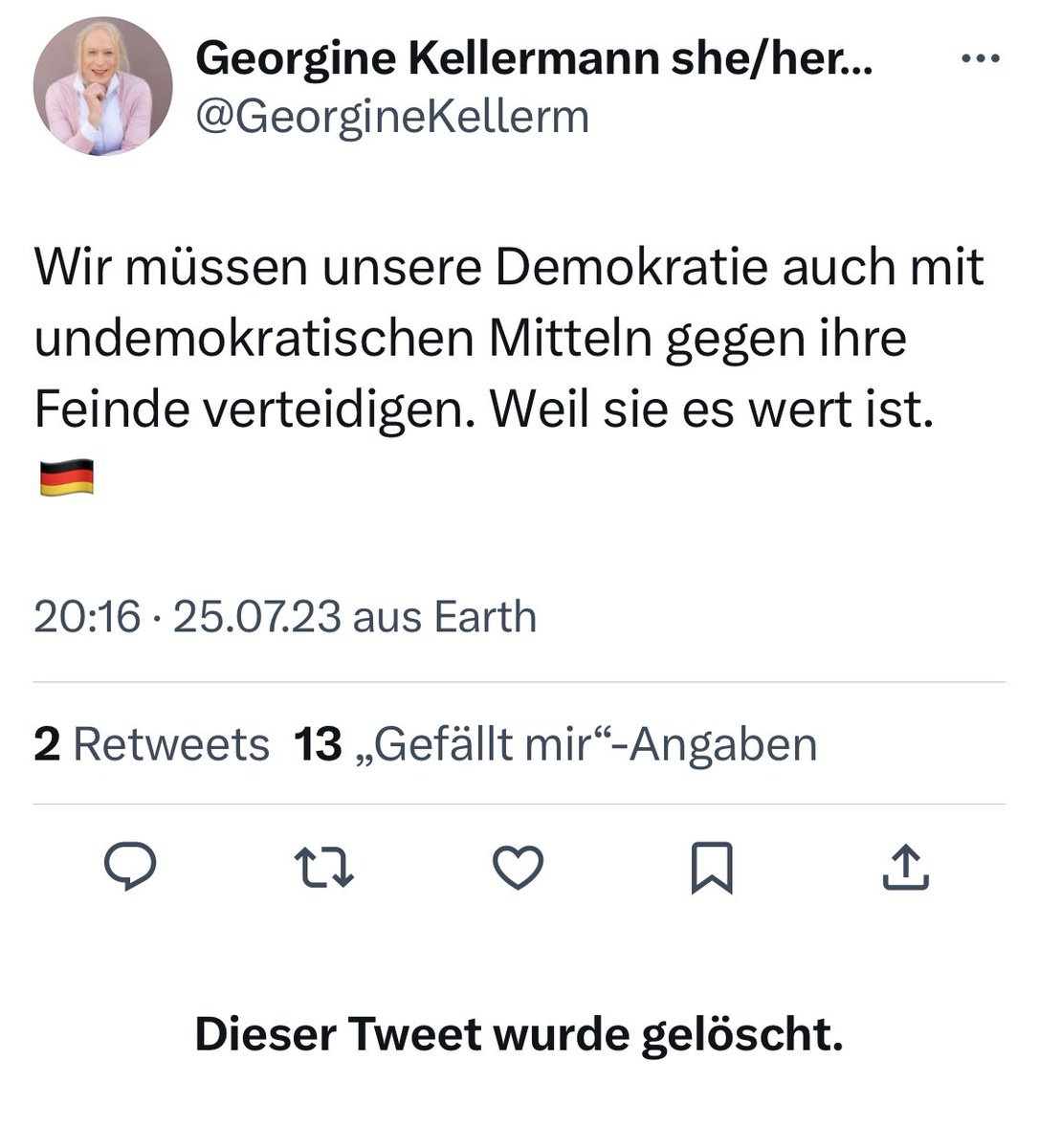 Schade, dass der Tweet so schnell wieder gelöscht wurde, dabei sagt er doch sooo viel aus …