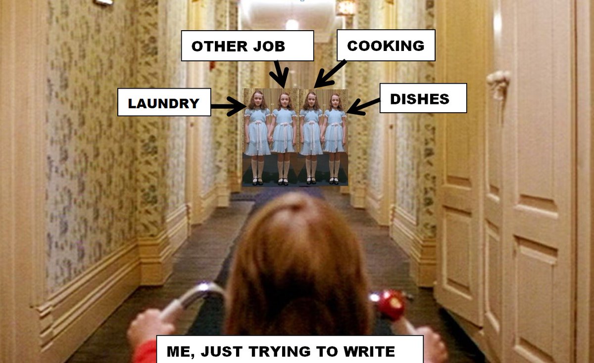 Cyndi_MacMillan's tweet photo. Thanks to @DrSpooky_ER. I stole her meme and fiddled with it to better represent the evils I face every FREAKING day. Any other writers feel this way? #writingcommunity #writersoftwitter #writerprobs https://t.co/SUvCa6qHOW