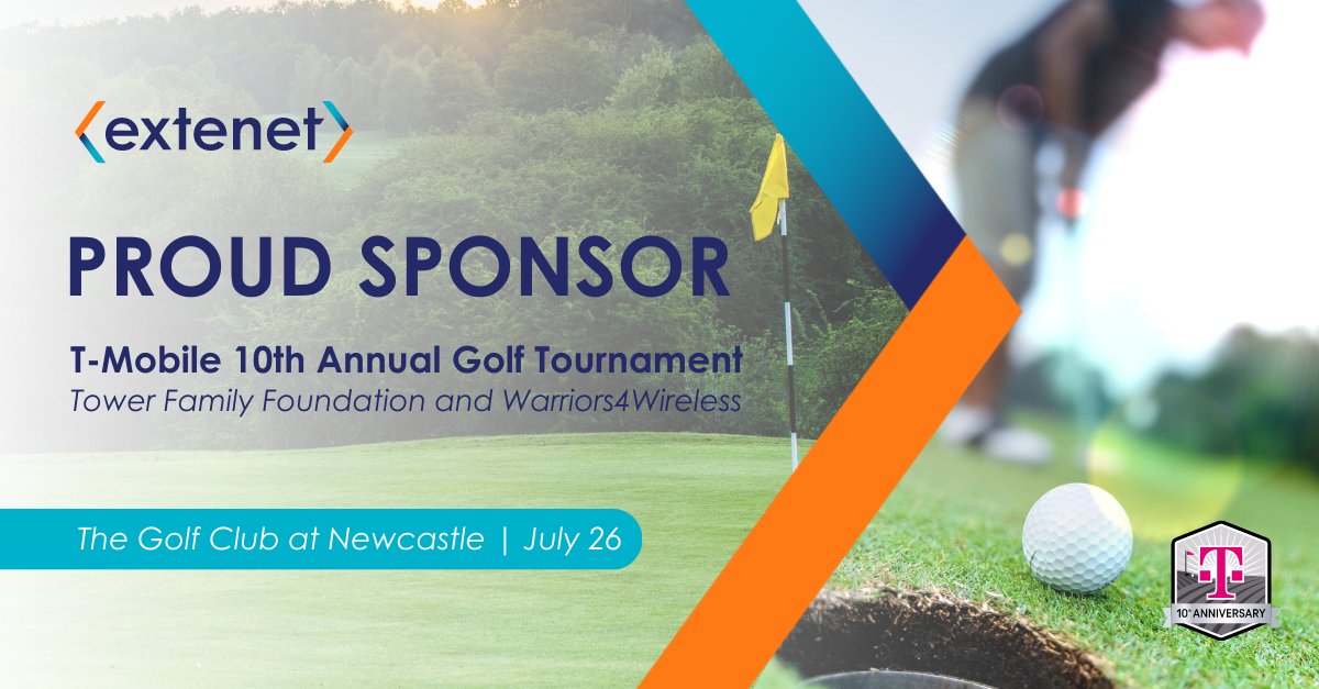 ExtenetSystems's tweet photo. โณ๏ธ Tomorrow, #Extenet hits the links to attend the 10th Annual @TMobile Golf Tournament! Weโre proud to join our peers in the #wireless industry for a day of fun in support of two remarkable charities: @TowerFamilyOrg and @W4WTelecom. Attending? Reach out to hello@extenet.com. https://t.co/Ubta2xXuNx