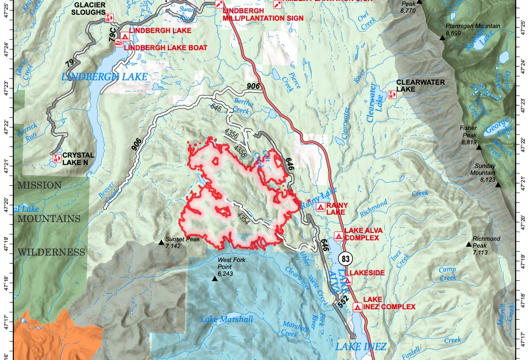 blairmiller's tweet photo. #ColtFire 4,390 acres and 0% contained. A community meeting is happening at Seeley Lake Elem. from 7-8 p.m. The fire spotted and did cross FR 646 yesterday, burning six acres. Burnout from the road is being considered today. Better temps and humidity levels today. #mtfire #mtwx https://t.co/tZrytsmIKM