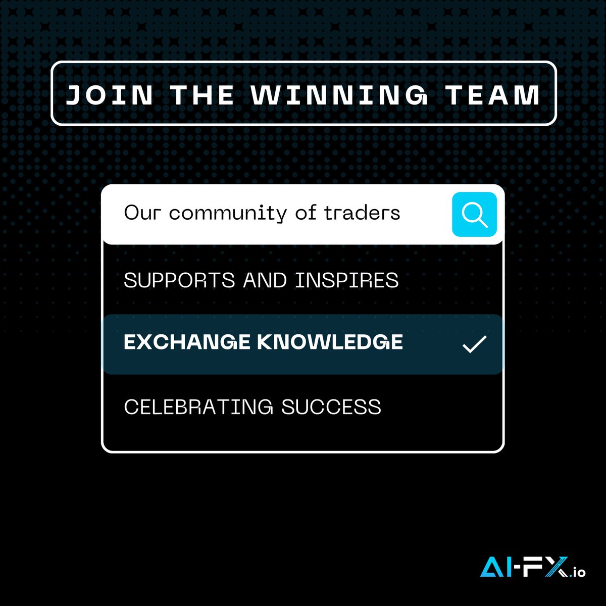AIFXio's tweet image. 🏆🤝 Join the Winning Team! 🤝🏆 📈💹 Strong community, constant growth. Together, we conquer markets and achieve goals! 🚀🎉 #WinningTeam #TradersCommunity #KnowledgeExchange #FinancialJourney #SuccessCelebration #MarketConquerors #FinancialFreedom