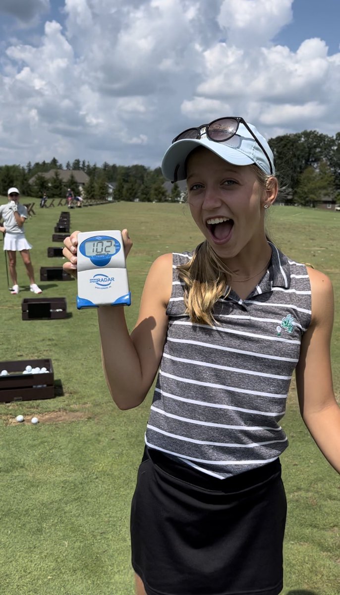 ecoleman2026's tweet photo. I hit 105 mph with my driver! I’ve been using @TheStackSystem speed training throughout the off season to get my swing speed higher. It’s pretty great to see the results and fun to try and get my swing faster and faster! https://t.co/dyMrzj1ndo