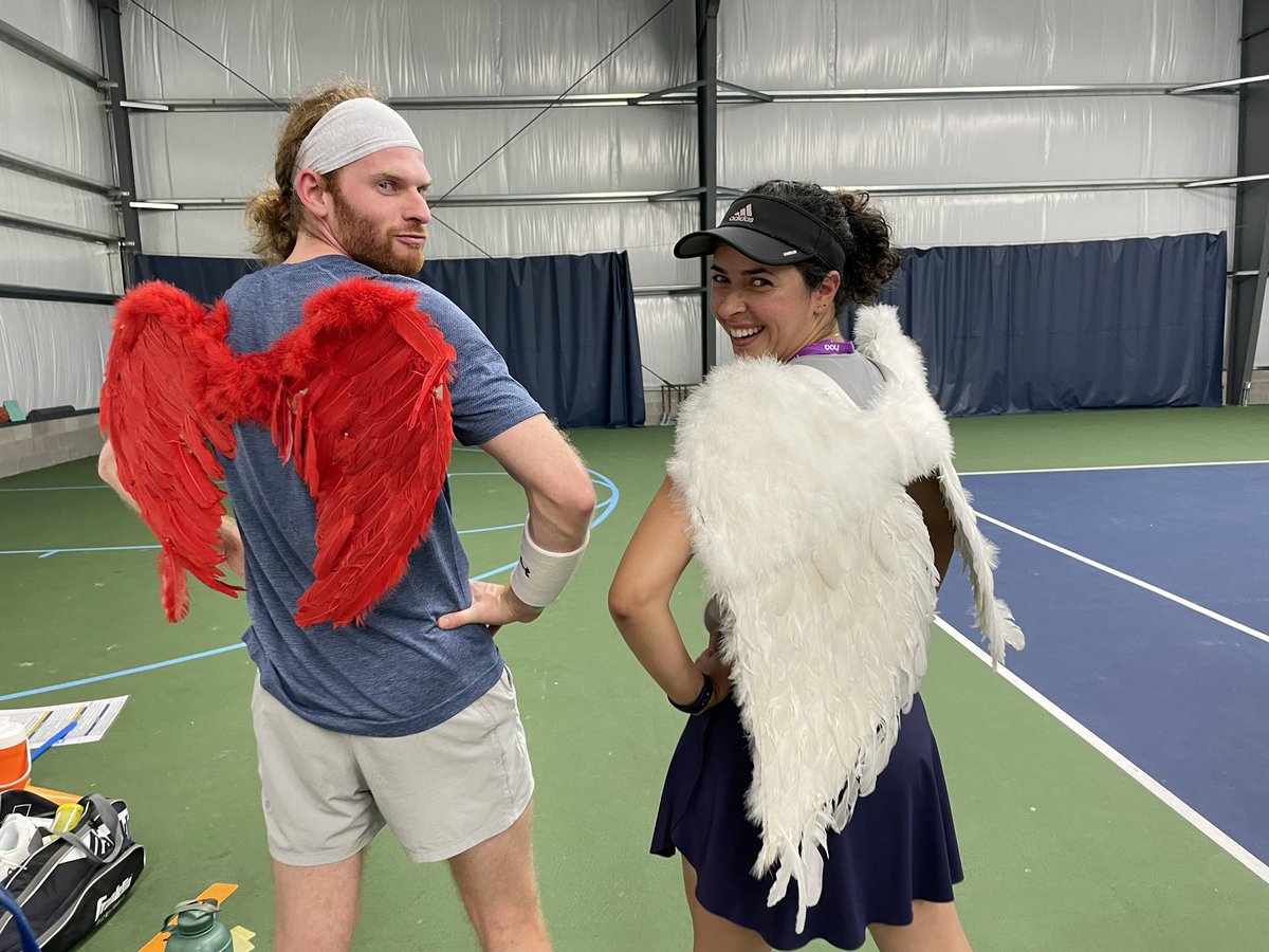 zach_london's tweet photo. Spoiler alert: We lost in the championship to @DanielMannionMD and @Shani4Dance, so they got to wear the sweaty wings. https://t.co/ZtXyTjjQSc