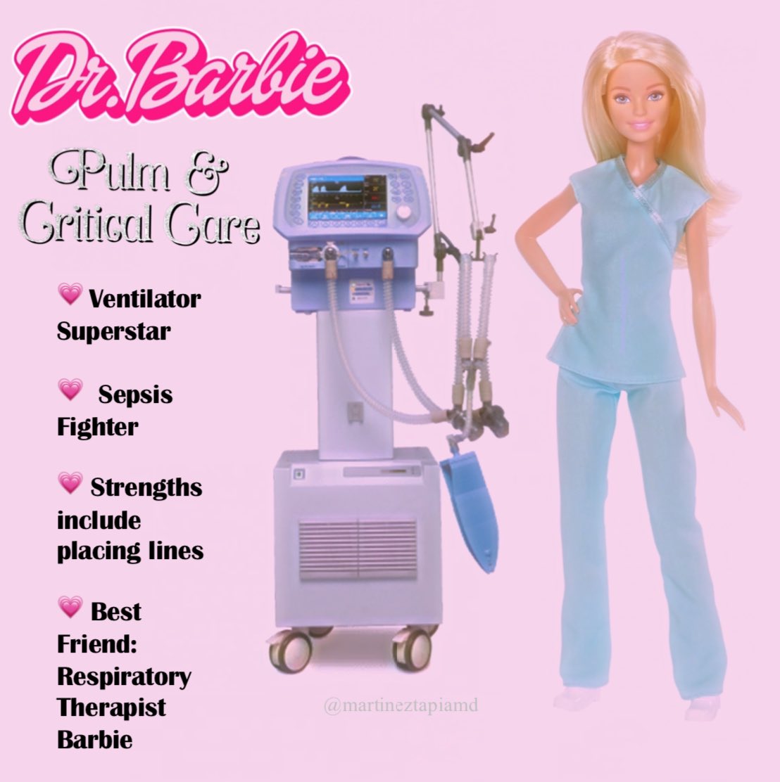 DrAnatapia's tweet image. #DrBarbie Series Part 1 #barbie #Pulm #Criticalcare #Nephrology #cardiology #Endocrinology