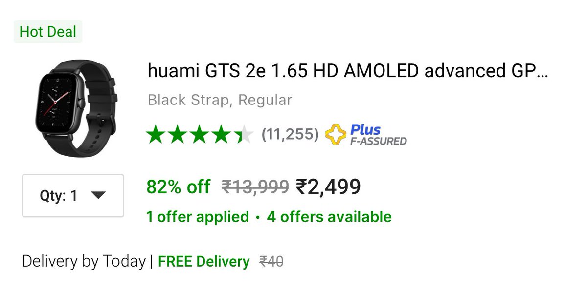 #GrabFast 

huami GTS 2e 1.65 HD AMOLED advanced GPS & 90 sports modes Smartwatch for ₹2,499 

📌Green colour selling for ₹7,999

 fkrt.it/EwyURiNNNN