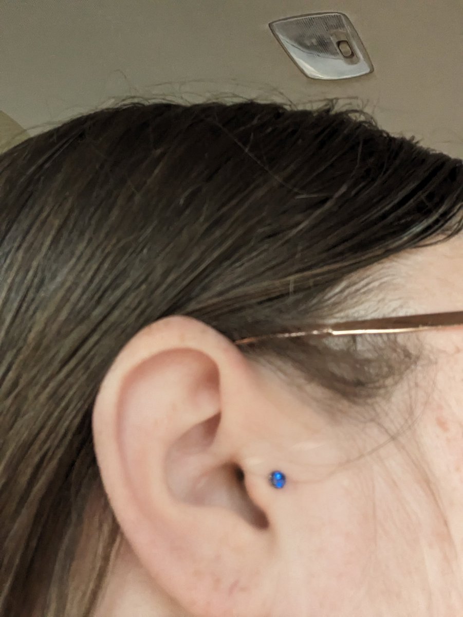 #piercing #sapphireblue #ouch #notthatbad