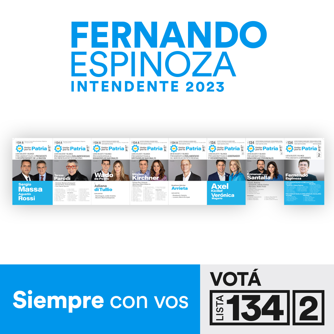 FerEspinozaOK's tweet photo. ¡Esta es la boleta que va!
La que va a garantizar más salud, más trabajo, más producción, más protección ciudadana, más educación y felicidad a todas y todos.

En La Matanza hay un solo camino y es UNIDOS por un plan de desarrollo que se sostenga en el tiempo.

#SiempreConVos♥️ https://t.co/B0sT0uQpY3