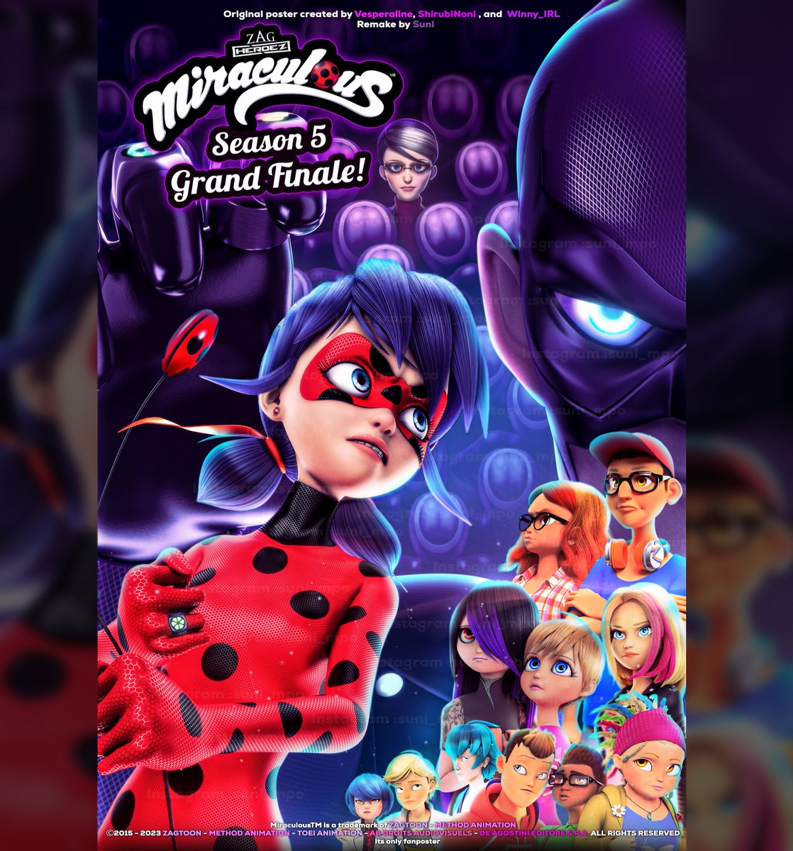 suni_mlb's tweet image. 🐞MIRACULOUS | SEASON 5 FINALE FANPOSTER🐞
🎉 Recreation of the S5 Finale poster by the incredibly talented trio: @vesperaline , @ShirubiNoni , and @Winny_IRL !

My Instagram: suni_mpo

#MLBS5Spoilers #MLBS5 #MiraculousLadybug
