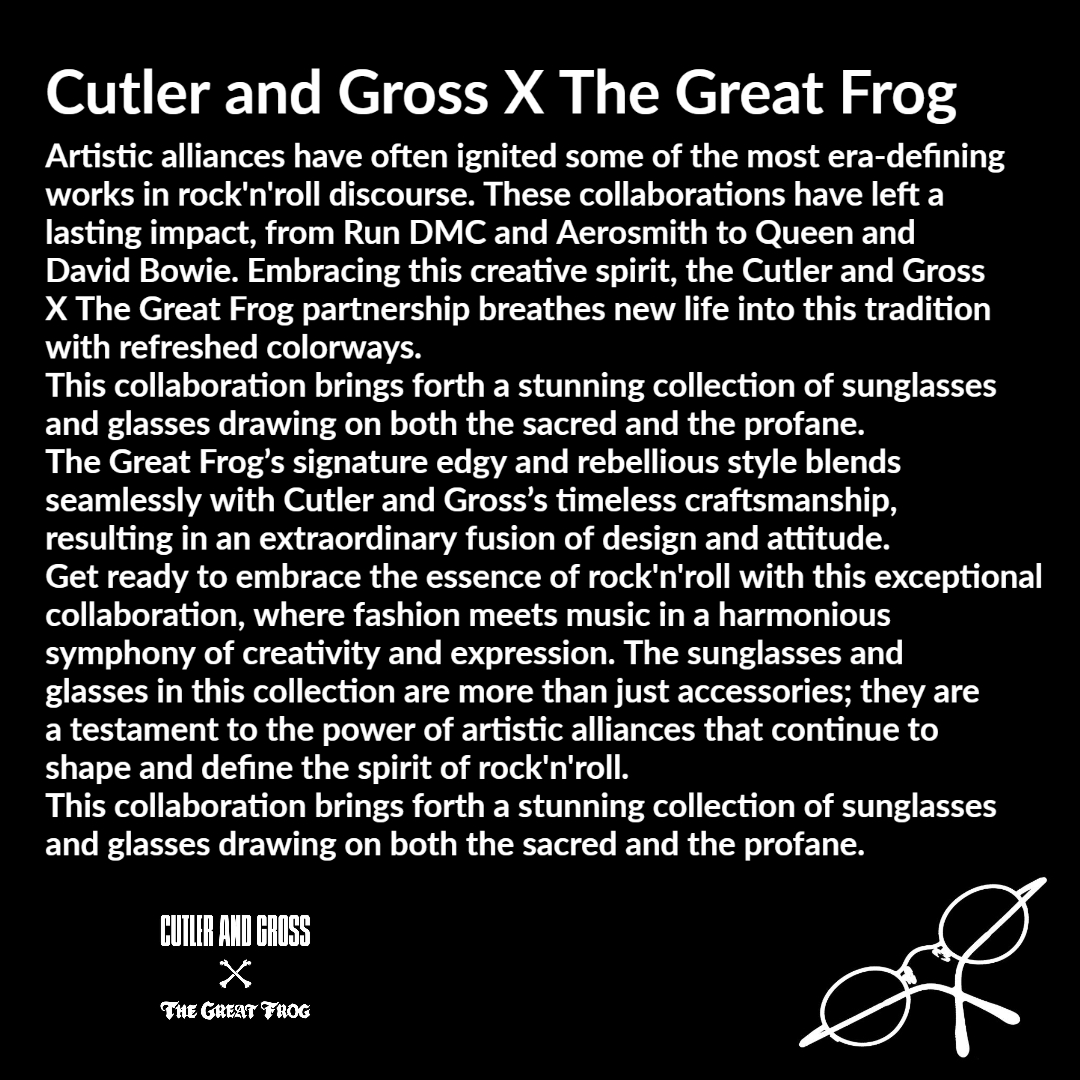 Cutler and Gross X The Great Frog
Grand Central Optical NYC
grandcentraloptical.com
#cutlerandgross #grandcentraloptical #midtownmanhattan #NYC #samedayglasses #cutlerandgrossoflondon