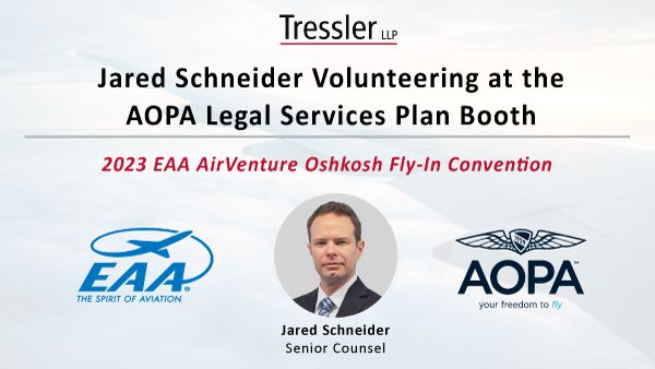 FYI, I will be volunteering at the AOPA Legal Services Plan booth at EAA AirVenture in Oshkosh this coming Friday, July 28th, from 10:00 a.m. until 1:00 p.m. If you find the time, please come visit me at booth 463!

@flywithaopa #OSH2023 #aviationlaw @EAA @TresslerLLP #aviation