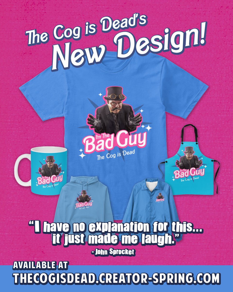 Want a weird new shirt?  Why not THIS ONE?  I have no explanation for this... the idea came to me... it made me laugh... now it exists.  You know you want it!  Get the shirt here: thecogisdead.creator-spring.com/listing/i-m-th… #thecogisdead #badguy #Barbie #parody #steampunk #steampunkmusic