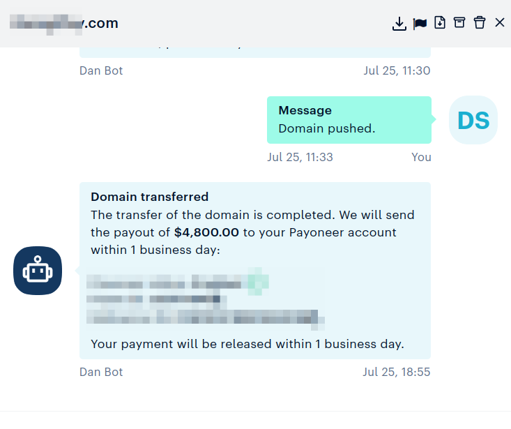 Sold a #domain for $5000😋