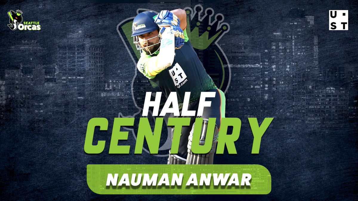 MLCSeattleOrcas's tweet photo. 5️⃣0️⃣ up for Nauman Anwar 

#MINYvSO #SeattleOrcas #MLC2023 #MajorLeagueCricket #UST #lifeatUST https://t.co/gOYuP52KZM