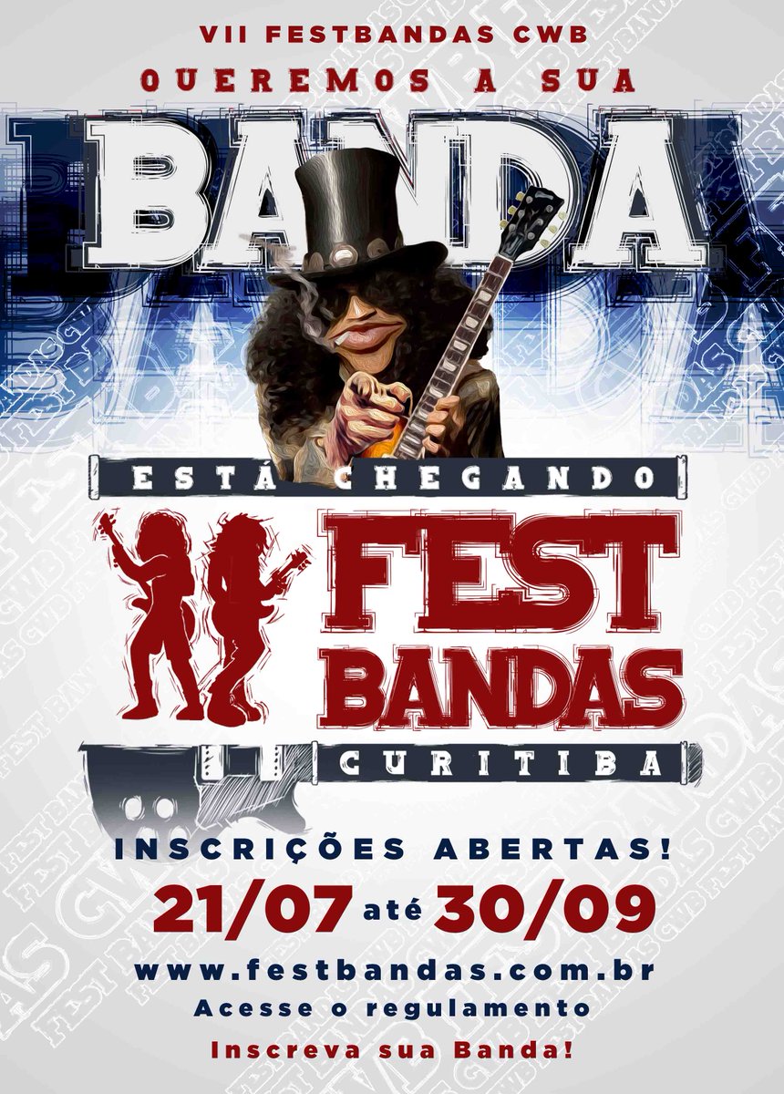 festbandas's tweet photo. Inscreva sua banda no VII FESTBANDAS CWB!

Acesse https://t.co/qgNa3h4yuU e leia o regulamento! Inscrições até o dia 30/09!

Confira todas as informações, premiação e participe!

Youtube: https://t.co/jIJ20us2Hf

Instagram: https://t.co/BtM1nARAZD https://t.co/q8UZKfPbUn