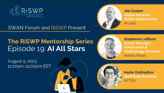 How can YPs leverage this emerging tool? love, hate, curious abt #AI in water? 8/9 join the <a href="/SWAN_forum/">SWAN Forum</a> #RiSWP discussion w digital transformation pros <a href="/JimPCooper/">Jim Cooper💧</a>, <a href="/Arcadis_NA/">Arcadis North America</a>; Stephanie Leblanc <a href="/HalifaxWater/">Halifax Water</a>, Kedar Dabhadkar <a href="/dkedar7/">Kedar Dabhadkar</a> <a href="/Ketos_H2O/">KETOS - Revolutionizing Water Analytics w/IoT & AI</a> REGISTER lnkd.in/dVeThCgU