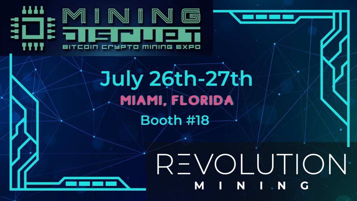 Expo starts tomorrow! Who's going to be there? Come visit our leadership team at booth #18. Hope to see you all there!

#MiningDisrupt #RevolutionMining #Bitcoin #Bitcoinmining #BTC #Cryptonews #Crypto #Bitcoinnews