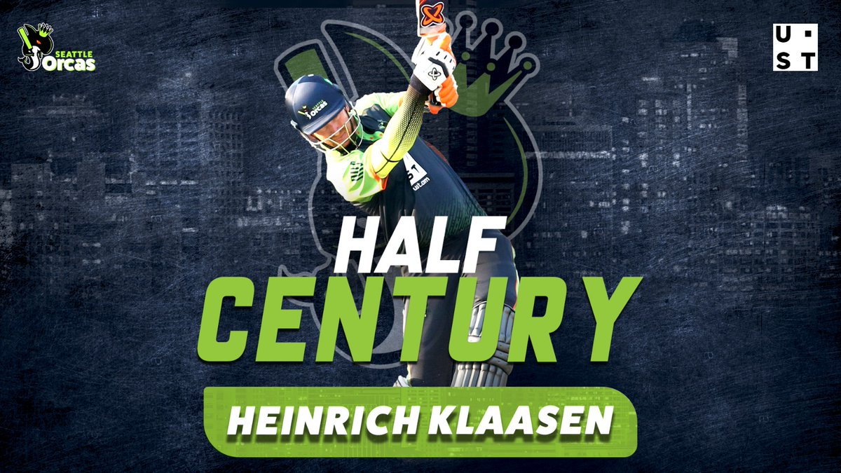 MLCSeattleOrcas's tweet photo. Klaasen brings up his 2nd fifty of #MLC2023 👏👏👏

#MINYvSO #SeattleOrcas #MajorLeagueCricket #UST #lifeatUST https://t.co/cRG0M9ZXLq