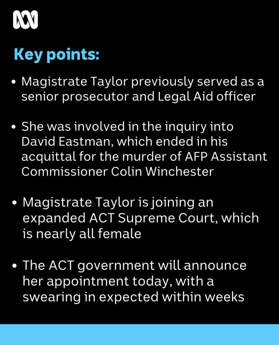 Katy Gallagher (@senkatyg) on Twitter photo Congratulations to another Canberra trailblazer, Louise Taylor, who will today become our country’s first Indigenous female Supreme Court judge.
A significant, historic appointment 👏👏👏👏
📸 via <a href="/abccanberra/">ABC Canberra</a> Congratulations to another Canberra trailblazer, Louise Taylor, who will today become our country’s first Indigenous female Supreme Court judge.
A significant, historic appointment 👏👏👏👏
📸 via <a href="/abccanberra/">ABC Canberra</a>