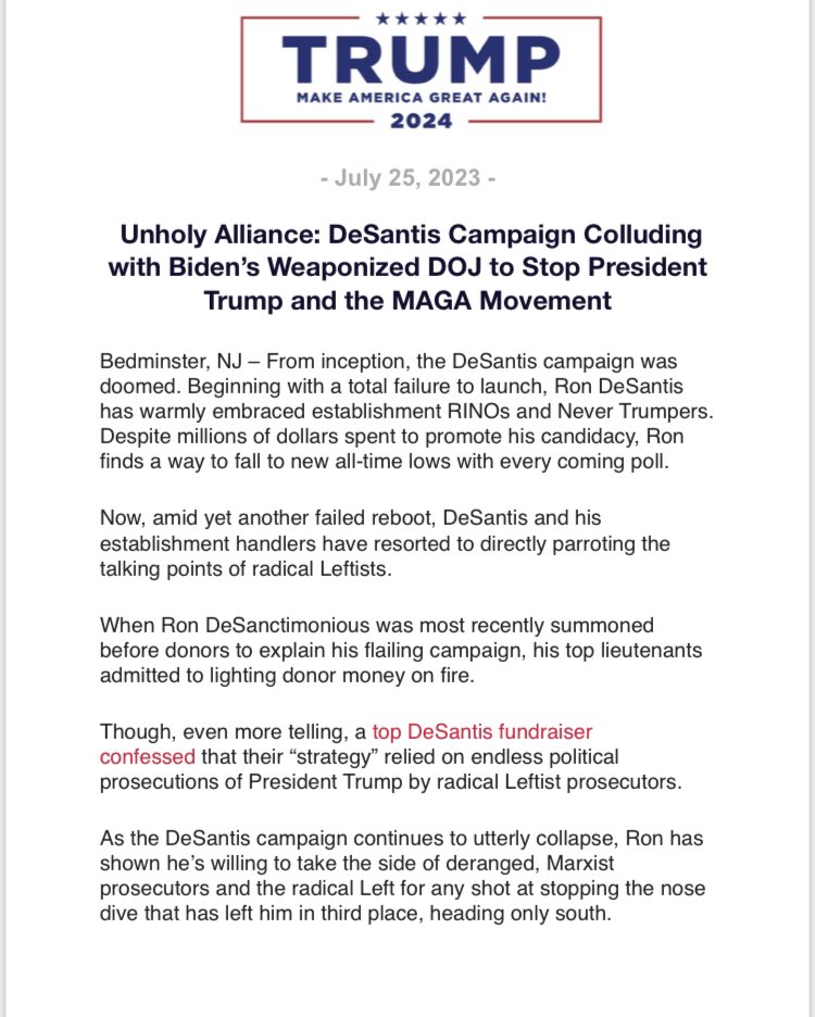 blairs7x70's tweet photo. @_Mama_Mia10 Did you read it๐ค
It is True @GovRonDeSantis has been parroting media talking points and taking his cues from #DCEstablishment #UniParty
All of them are pushing hard to convict @realDonaldTrump or politically damage his candidacy
Based on your comment
Itโs working ๐ตโ๐ซ๐ตโ๐ซ๐ตโ๐ซ๐ตโ๐ซ https://t.co/7Db86cTGsg