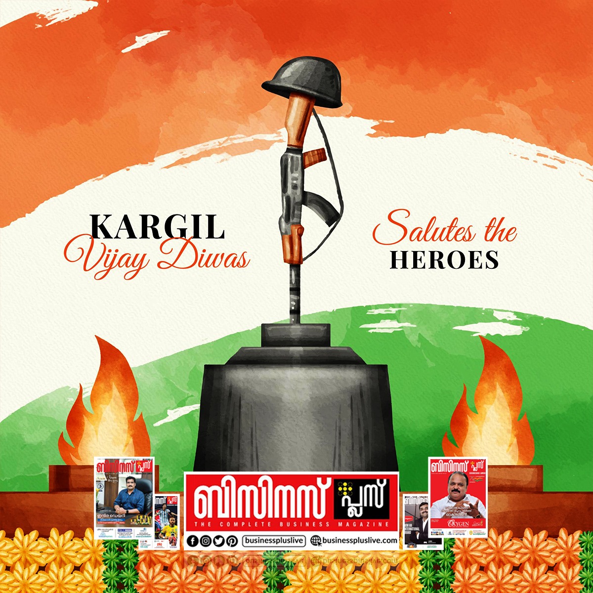 bissplus's tweet photo. A day to remember the gallant efforts and sacrifices of the Indian Armed Forces.  We honor the numerous fighters who have defended our country’s honor. Kargil Vijay Diwas Wishes to each one of you.
Team Business Plus - Malayalam Business Magazine https://t.co/x7bu55u466