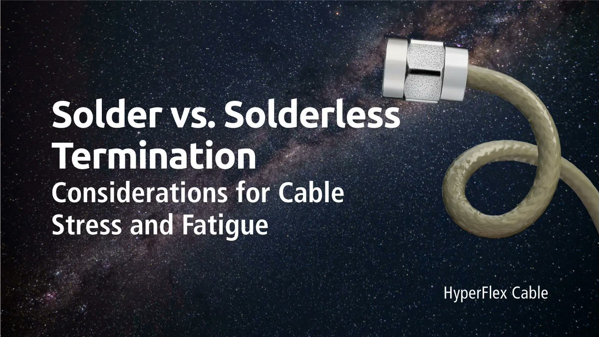 Solder terminations are a cost-effective and durable method to attach connectors, but don't stress it during installation! Consider a solderless termination for tight routing and small spaces. More information here: buff.ly/3YwNrgR #RFcables #SatelliteSystems #rf