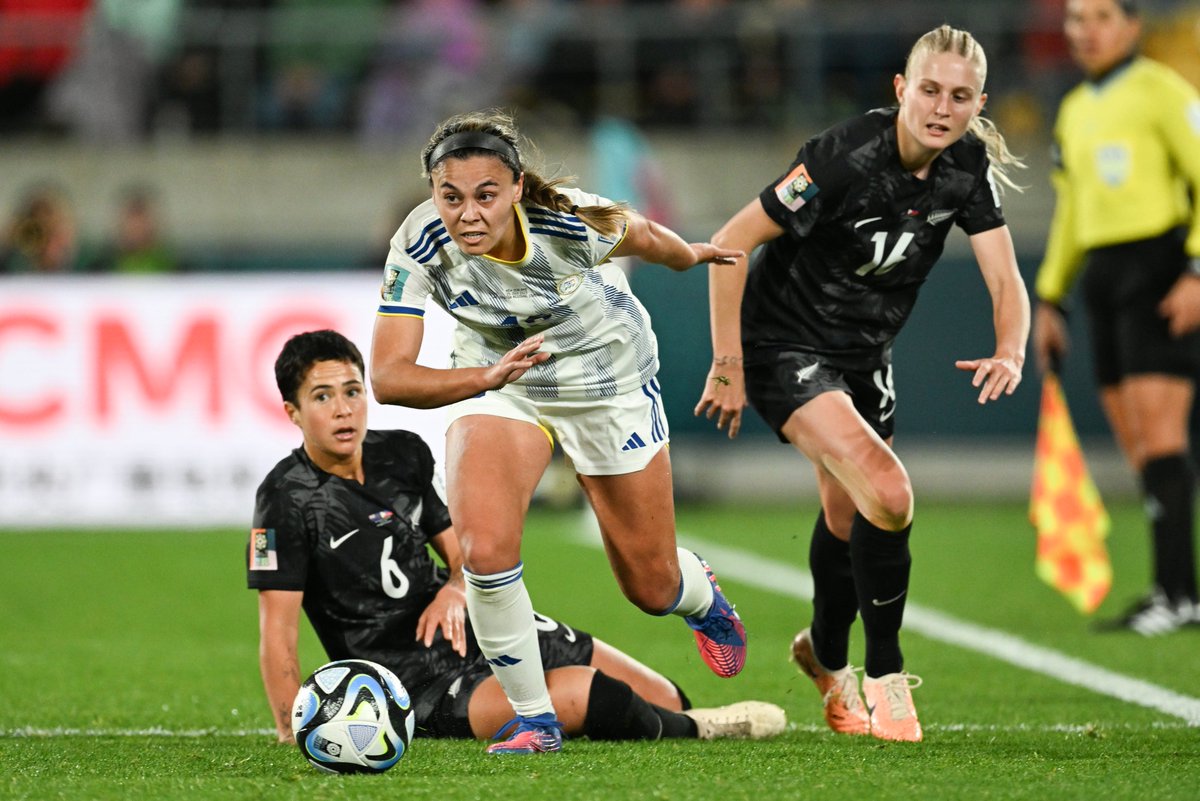 Rock_Athletics's tweet photo. WSOC: Slippery Rock alumna and former soccer standout Sofia Harrison started on defense and played all 90 minutes of an historic 1-0 victory for the @PilipinasWNFT over New Zealand in front of 33,000 fans at the FIFA Women's World Cup Tuesday. 👏

Story🔗: https://t.co/5dKugrSP7E https://t.co/2e3UPV52Vz