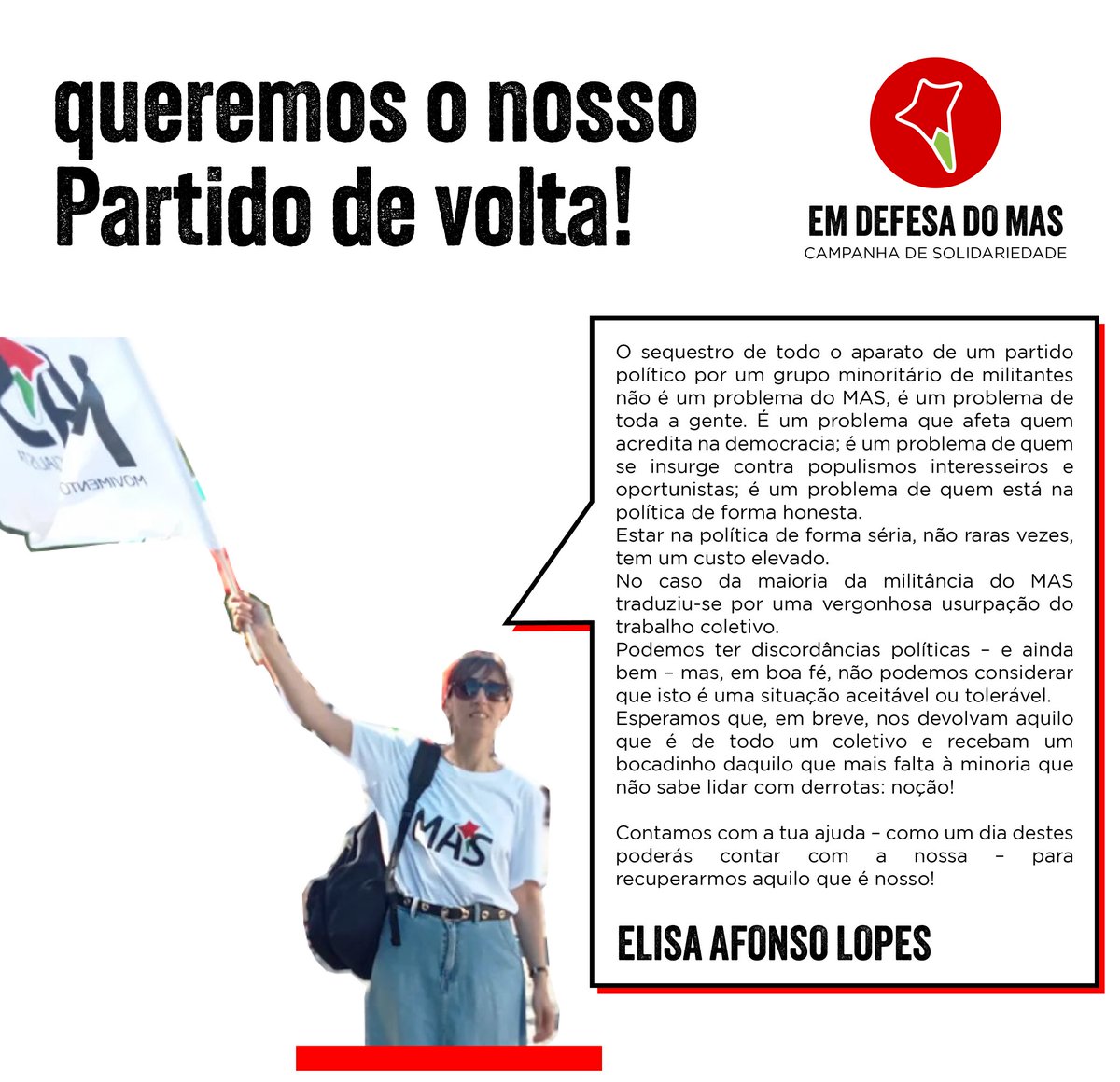 partido_tu_pt's tweet photo. Partilhamos contigo o testemunho da nossa militante Elisa, do núcleo do Porto. 🔥 #noção #DevolvamoMAS https://t.co/S4CDypgiKV