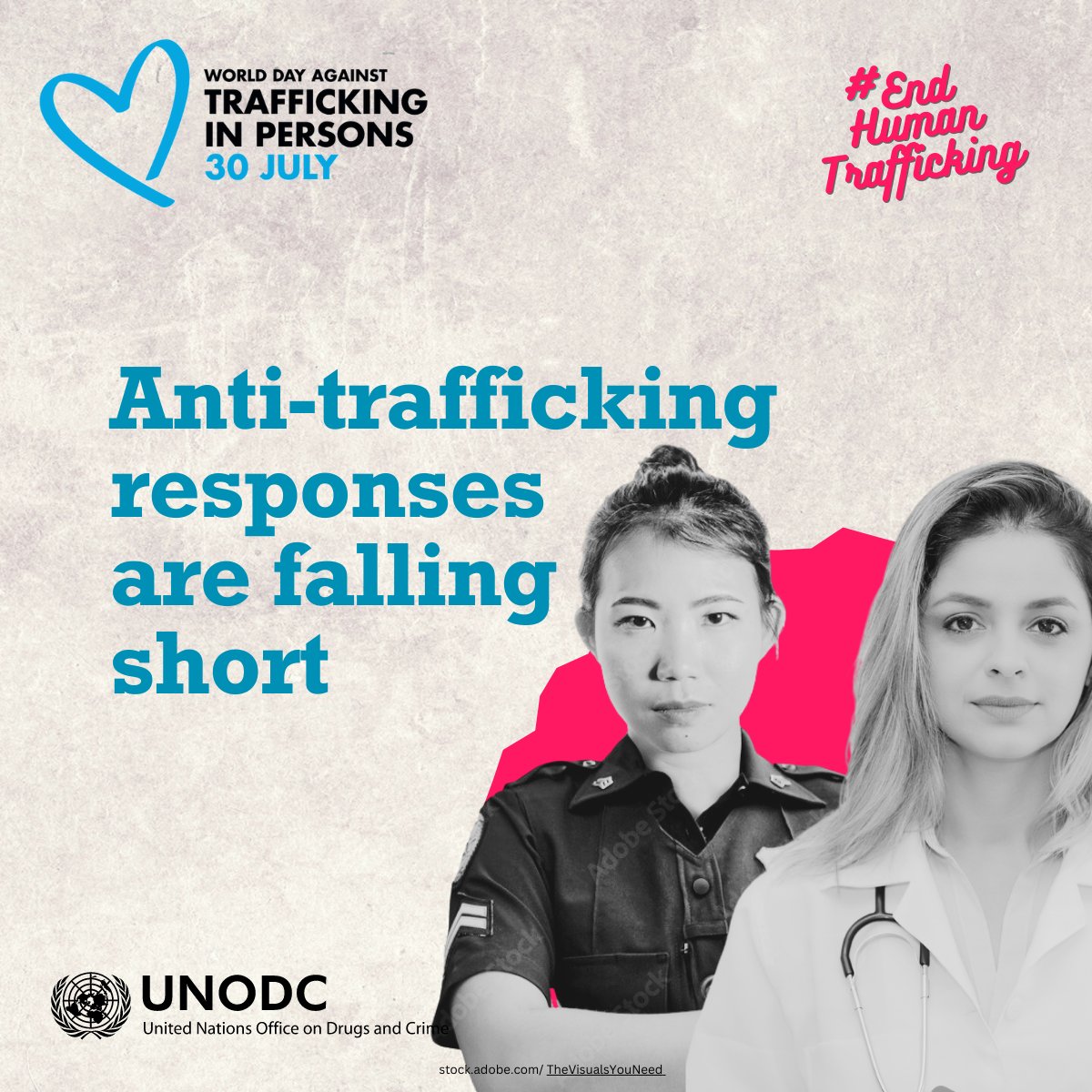 Anti-trafficking responses are falling short.

In 4⃣1⃣% of cases that come to light are the victims managing to escape and reach out to the authorities themselves.

Police, health personnel or labour inspectors must be better equipped to identify victims.

#EndHumanTrafficking