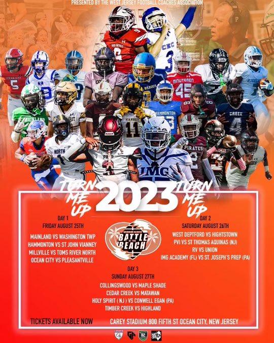 WJFCA2020's tweet photo. Coming up on 4K pre sale tickets sold already!!!!

It’s go time 

Avoid lines and purchase tickets ahead of time 

Battle At the Beach 2023 https://t.co/t3FSUuJPuh