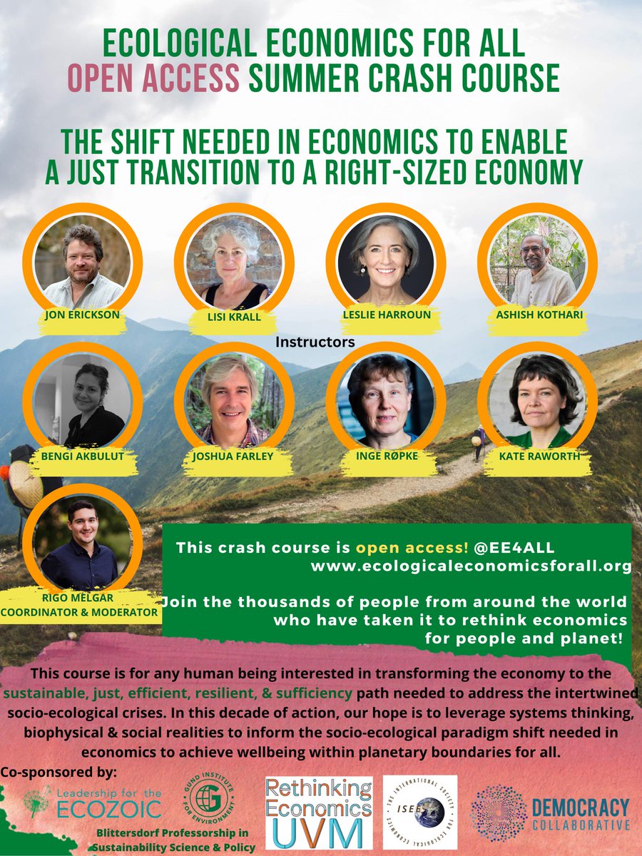EE4ALL's tweet photo. Join us &amp; share widely our popular open access course to help you @rethinkecon towards a socio-ecological paradigm where the goals of economic systems are centered on achieving wellbeing within planetary boundaries! @ISEEORG

Access the course for free:https://t.co/E0eNf8gdZI https://t.co/teFs1BTSyw