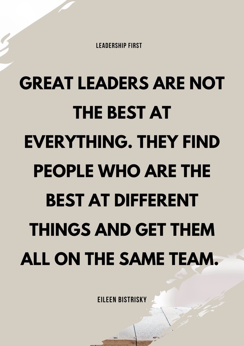 Leadership First (@giffordt) on Twitter photo Leaders who understand that leading others is a privilege also know that no one is an expert in everything. Instead, the most influential businesses are built by a team committed to helping the organization achieve its vision and purpose. Leaders who understand that leading others is a privilege also know that no one is an expert in everything. Instead, the most influential businesses are built by a team committed to helping the organization achieve its vision and purpose.