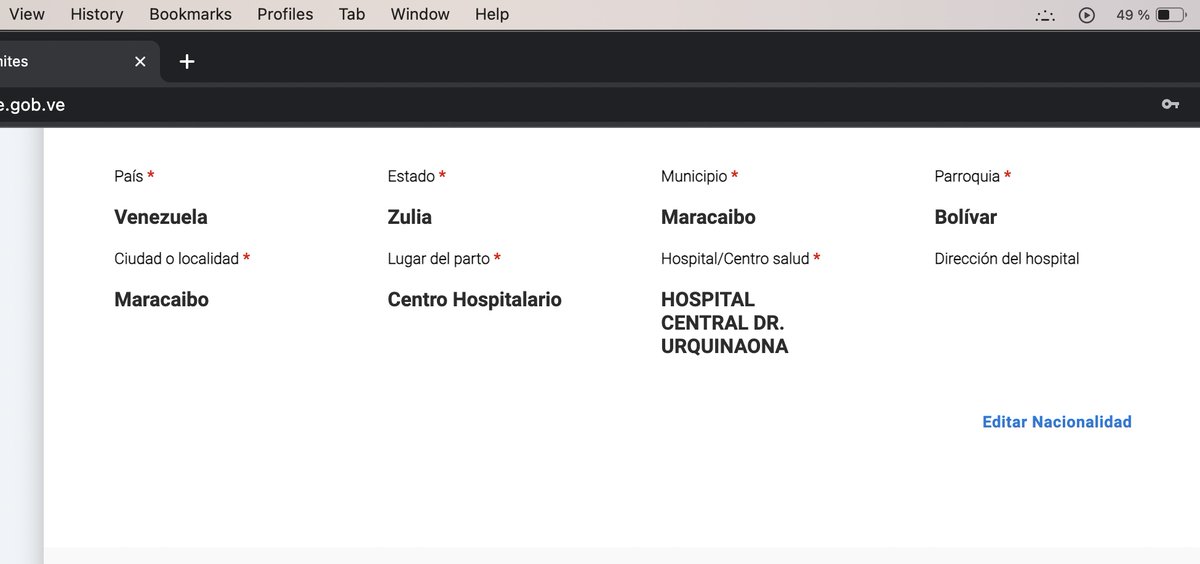 AlonsoOcando's tweet photo. @mccoam Me eliminó de nuevo la planilla y me llegó el correo de siempre. Esta vez, le di editar y seleccione el Hospital donde nací y ahora automáticamente me apareció la dirección del hospital. Luego agendé nuevamente, esta vez para el 24 de Octubre. https://t.co/i1vx6uqyna
