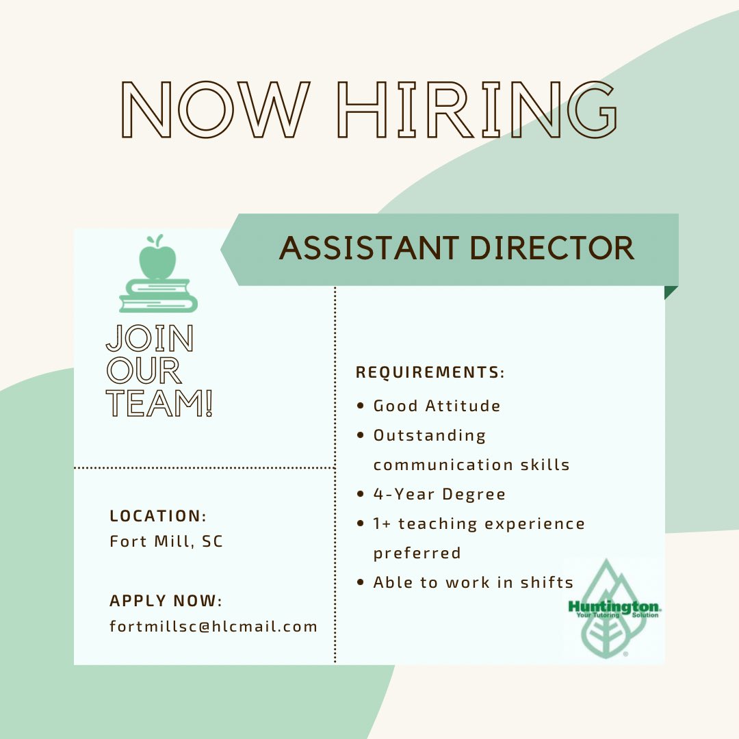 Come join us in Fort Mill! Short commute from South Charlotte and western Union County!