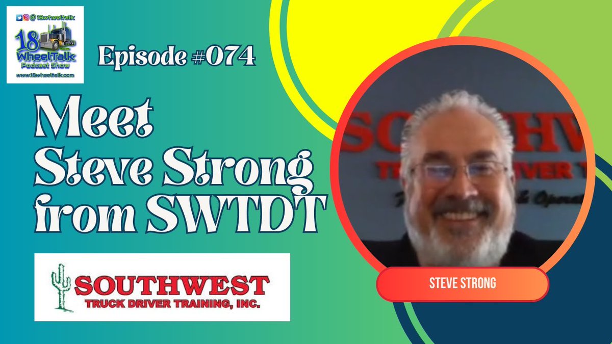 18wheeltalk's tweet photo. Have you heard our latest episode yet? We talked to Steve Strong from Southwest truck driver training school. If you ever thought about driving a truck give this episode a listen.

https://t.co/Fp7K5XkAcO

#newepisode #18wheeltalk #swtdt #cdl #opportunity #Training #tuesdayvibe https://t.co/Ta9O634hlL
