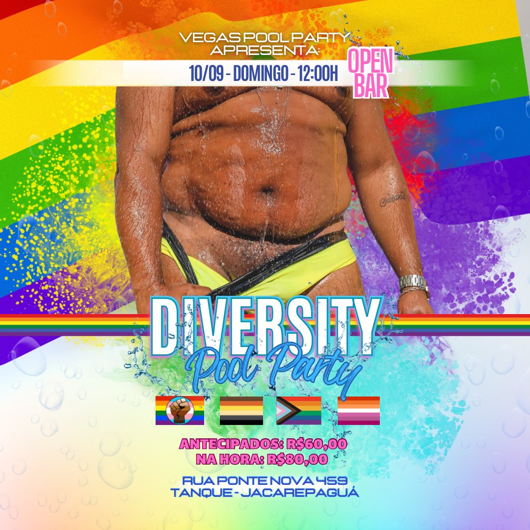 festavegasrj's tweet photo. VEGAS POOL PARTY - DIVERSITY! (OPEN BAR) 🐻🏳️‍🌈￼

Data: 10 de Setembro (Domingo)
Horário: 12:00 as 20:00h
Local: Rua Ponte Nova 459 - Tanque/Jacarepaguá 

• Antecipados: R$60,00 (até o dia 09/09)
• Na hora: R$80,00

link p/compra e mais informações na descrição da página! https://t.co/sAD1cERewb