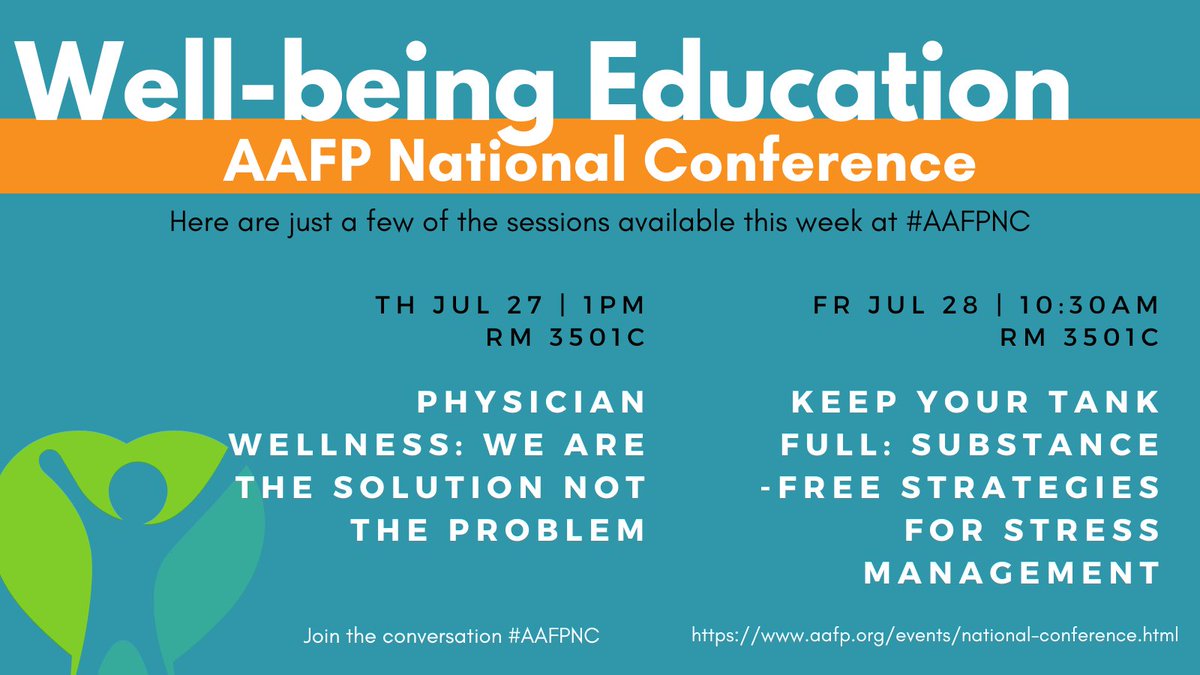 #AAFPNC attendees: #PhysicianWellness is important for students & resident physicians. Two great sessions happening this week (and quite a few others about integrative medicine, lifestyle & food as medicine).