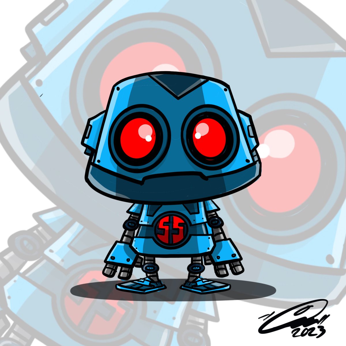 umetoys's tweet photo. A month back @55Design reached out and asked if I’d be Interested in working with them again but this time on something a little bit different from graphic design work. 

The brief was to design them a mascot droid, produce artwork,sculpt etc. more info soon… https://t.co/QC1CjgDhJk