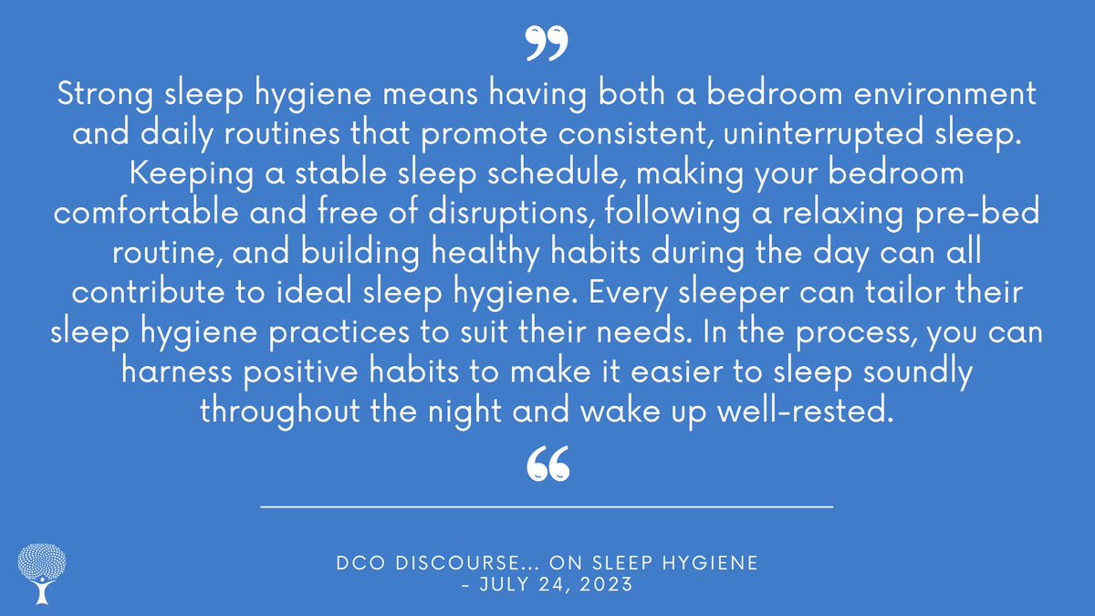 crisisontario's tweet image. This week, on the #DCODiscourse #podcast, Caitlin Plant, Program Manager at #DCO, explores the topic of sleep. Specifically, how sleep and our mental health interact and how to improve our sleep hygiene. Use the link in our bio to listen now. #sleephygiene #sleepandmentalhealth