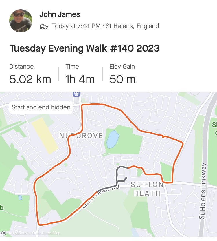 JohnMJames1's tweet photo. Tuesday evening two footer.
5 km on the night
>100 km in the month of July
140 walks in 206 days #StHelens #WalkingIsGoodForYou https://t.co/ZxsxIkTNnd