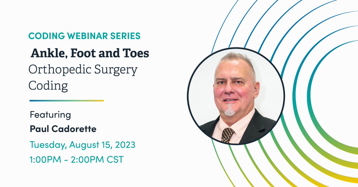 nimblercm's tweet image. 📢 Register for the Ankle, Foot & Toes Orthopedic Surgery Coding Webinar to master coding challenges associated with these procedures. 💻
🗓️ Date: Tuesday, August 15th
⏰ Time: 1pm – 2pm CT
🌐 Register here 👉 bit.ly/3DuBtfC
#CodingWebinar #OrthopedicSurgery