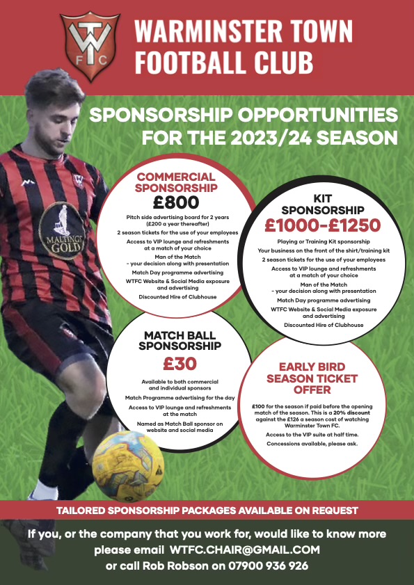 Sponsorship Opportunities for the upcoming 2023/24 season.
