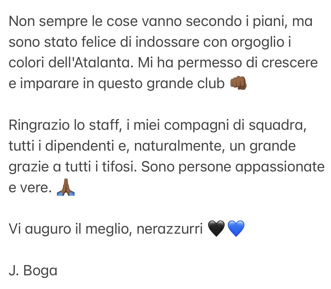 Grazie a tutti @Atalanta_BC 🖤💙