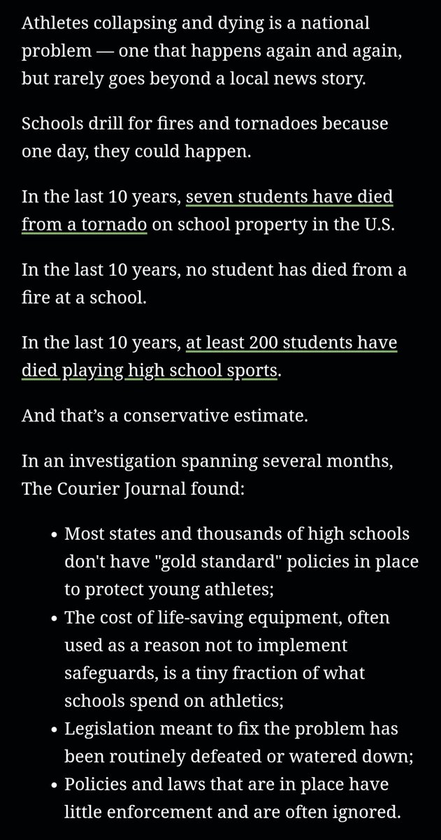 realmattmudd's tweet photo. If you're looking at national news today it's a good time to read @stephkuzy's reporting on sudden death in (particularly youth) sports. 

This problem isn't new, and I don't think most folks understand the scope of it. https://t.co/Ds02xt1huS https://t.co/OIcH9479VK