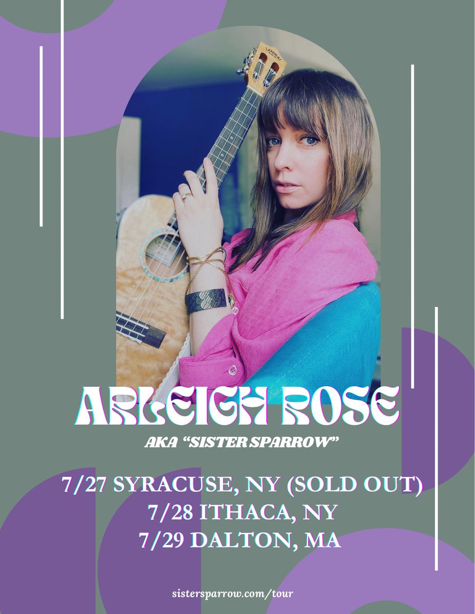 Arleigh Rose (of @sistersparrowdb) is excited to be just a few days out from playing some shows for you! 📍7.27 ~ Syracuse, NY @443socialclub (sold out) 📍7.28 ~ Ithaca, NY @cornelluniversity 📍7.29 ~ Dalton, MA @thestationeryfactory More info at sistersparrow.com 🦅