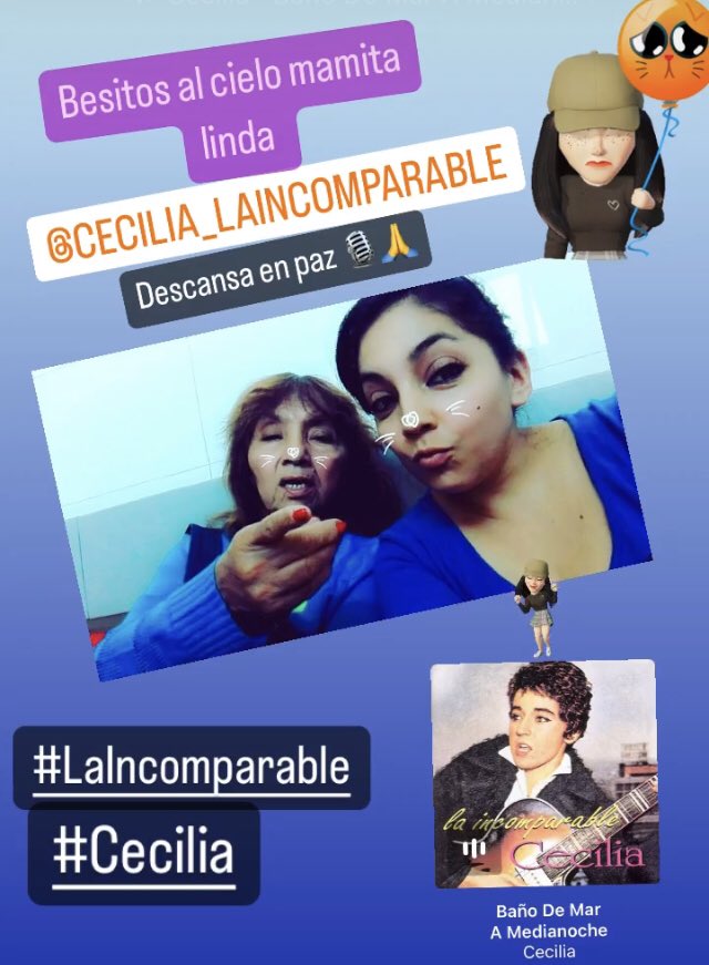 kryta_belle82's tweet photo. Yo crecí con su música mi mamita qué hace poco partió al cielo era fanática de #Cecilia #LaIncomparable una leyenda de la música 🎶 chilena 🇨🇱 @hoysehablatvn #HoySeHablaTVN @elenadressel Se me apretó el 💛 cuando supe esto una pena pero está en el cielo junto a mi madre 🙏💛💃🏻🎙 https://t.co/pCA9SjhZV2