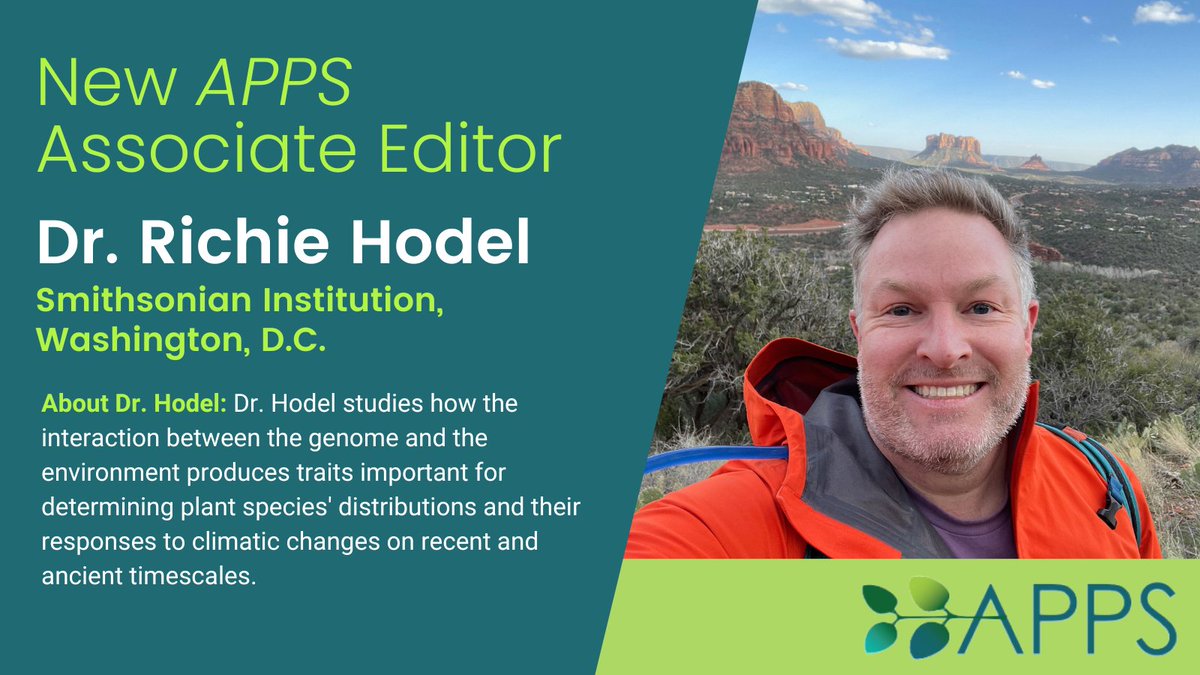Please join us in welcoming new #AppsPlantSci Associate Editor <a href="/richiehodel/">richie hodel</a>.

His interests include #phylogenomics, #museomics, #bioinformatics, #MachineLearning and #phylogeography.

bsapubs.onlinelibrary.wiley.com/hub/journal/21… #iamabotanist #Botany2023 <a href="/wileyplantsci/">Wiley Plant Science</a>