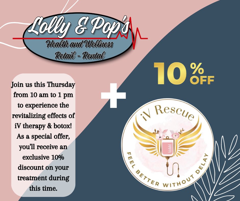 🌟 Exciting News! 🌟 We've teamed up with iV Rescue to bring you something amazing! 🎉 Introducing iV Treatment at Lolly &amp; Pops! 💧💪

📍 4089 Interstate 30 W Caddo Mills TX, 75135
📞 For inquiries, call: 903-454-2096

#iVTreatment #Revitalize #LollyAndPops #iVRescue