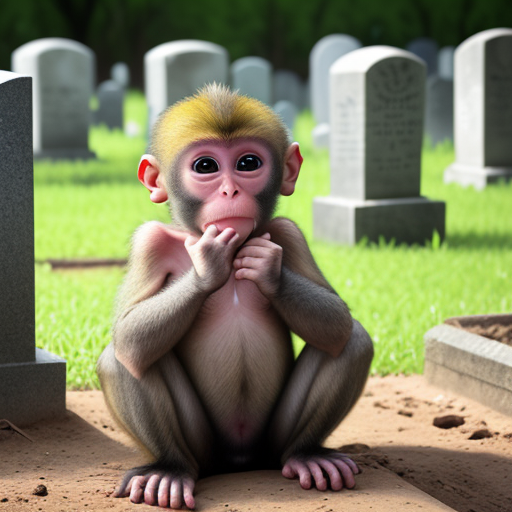NFTPRODUCTION33's tweet photo. A little monkey is crying near the grave https://t.co/maPZRuazsl