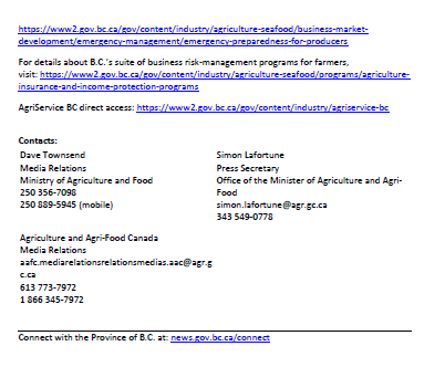 After speaking to farmers &amp; ranchers who are facing challenges due to the current shortage of hay &amp; feed across W Canada, we have made sure the tools are in place to support them.  

Thank you to the <a href="/BCcattle/">BCcattle</a> <a href="/BCMilk/">BC Dairy</a> &amp; Jennifer Dyson for joining us today!
www2.gov.bc.ca/gov/content/dr…